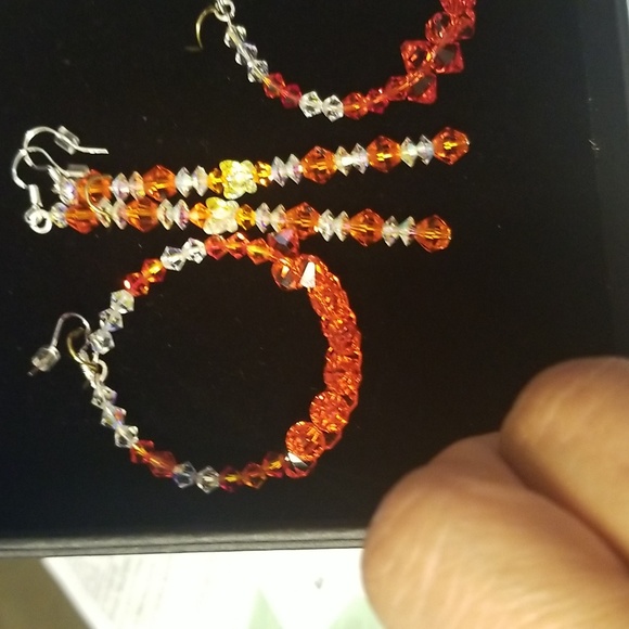 Swarovski Crystal Dangler Dark Orange and White Crystal. (Pick One) - Picture 5 of 5